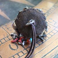 Cosmic Journey Necklace with Amazing Pyramid Rock Crystal Point, Distressed Leather Cap, Multiple Unique Dangles
