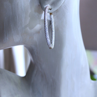 Sterling Vermeil Pave Diamond Inside Out Hoop Earrings