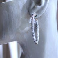 Sterling Vermeil Pave Diamond Inside Out Hoop Earrings