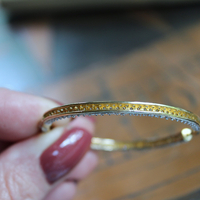 Sterling Vermeil Pave Diamond Inside Out Hoop Earrings