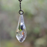 Mother Mary Necklace w/Antique Etched Rock Crystal Beads,Rare Sculptural Marian Medal,Antique Sterling Marcasite Connector,Faceted Glass Drop