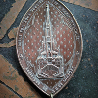 Sold to S The Apparition Necklace Set w/Rare Antique French Sculptural Bronze Marian Apparition Medal,Vintage Rivoli Crystal Chain,Antique Tassel