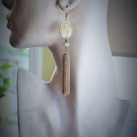 Rare Antique Our Lady of the Mountain of the Sun Medal Earrings w/Antique Notre Dame de Soleilmont Matching Medals,Antique Tassels+More