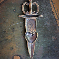 Custom Cast Bronze Pierced Heart & Sword Medal - For your Own Sacred Creations!