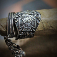 In this Sign Antique Sterling Masonic Wrap Ring w/Sterling Cross,Sterling Tassel,Antique Faceted Crystal Drop