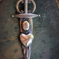 Custom Cast Bronze Pierced Heart & Sword Medal - For your Own Sacred Creations!