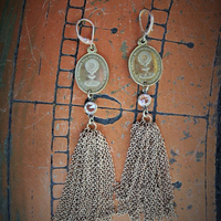 Rare Antique Our Lady of the Mountain of the Sun Medal Earrings w/Antique Notre Dame de Soleilmont Matching Medals,Antique Tassels+More