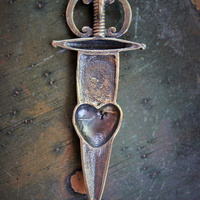 Custom Cast Bronze Pierced Heart & Sword Medal - For your Own Sacred Creations!