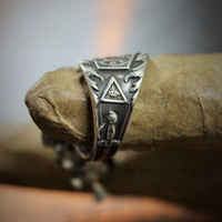 In this Sign Antique Sterling Masonic Wrap Ring w/Sterling Cross,Sterling Tassel,Antique Faceted Crystal Drop