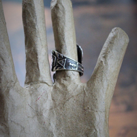 In this Sign Antique Sterling Masonic Wrap Ring w/Sterling Cross,Sterling Tassel,Antique Faceted Crystal Drop