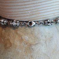 Antique Art Deco Necklace w/French Marian Medal,Draping Foxtail Chain & Tassel,Antique French Faceted Rhinestone Connectors