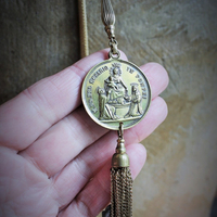 Let us Begin Lariat Necklace w/Rare Our Lady of the Rosary Pompeii Medal,Rare Mechanical Swiss Baroness Ball Watch,Antique Medals+More!