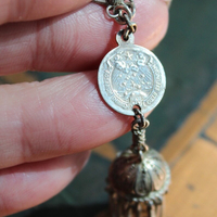 Shower of Roses Earrings w/Matching Antique French Saint Therese Medals,Antique 800 Silver Tassels and Findings