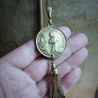 Let us Begin Lariat Necklace w/Rare Our Lady of the Rosary Pompeii Medal,Rare Mechanical Swiss Baroness Ball Watch,Antique Medals+More!