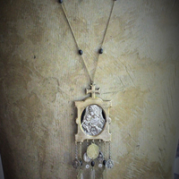 Into Her Arms Necklace w/Antique French Benitier Madonna & Child,Antique French Medals,Antique Tassel +More!