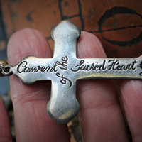 The Guardian Necklace w/Antique French Sterling Child Jesus Medal,1878 Virgin Medal,Rare Engraved Sodality Cross,Antique Child's Ring++