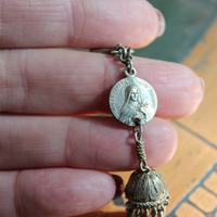 Shower of Roses Earrings w/Matching Antique French Saint Therese Medals,Antique 800 Silver Tassels and Findings