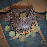 The Power & Life Bracelet w/Antique Leather Wrist Pouch, Antique French Penin Sacred Heart of Jesus Medal,Flaming Sacred Heart Medal++