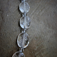 Mother Mary Necklace w/Antique Etched Rock Crystal Beads,Rare Sculptural Marian Medal,Antique Sterling Marcasite Connector,Faceted Glass Drop