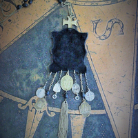 Into Her Arms Necklace w/Antique French Benitier Madonna & Child,Antique French Medals,Antique Tassel +More!