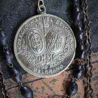 The Anaphora Necklace w/RARE Antique Sterling 18k Vermeil Engraved Maltese Cross & Crown of Thorns Eucharist Pyx,Antique Penin Medal+++