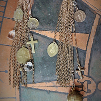 Let us Begin Lariat Necklace w/Rare Our Lady of the Rosary Pompeii Medal,Rare Mechanical Swiss Baroness Ball Watch,Antique Medals+More!