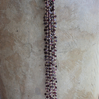 Amazing 59 inch long Faceted Garnet Lariat Tie Necklace with 14K Gold Beads