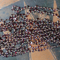 Amazing 59 inch long Faceted Garnet Lariat Tie Necklace with 14K Gold Beads