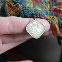 SOLD to L Wide Antique Lambani Textile Cuff with Assorted Antique Medals, Crosses and Drops