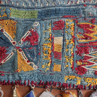 SOLD to L Wide Antique Lambani Textile Cuff with Assorted Antique Medals, Crosses and Drops