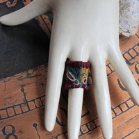 Antique Lambani Gypsy Textile Ring - Free with purchase of Matching Cuff Bracelet!