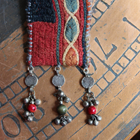 She Chooses Wisely Necklace with Small Antique Lambani Textile Pouch and Dozens of Antique & Vintage Drops, Medals and Findings