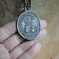 Sacred Medal & Cross Necklace w/RARE Large Antique Marian Medal,Antique French Figural Cross and Rare Large Antique Nippon Faceted Rock Crystal