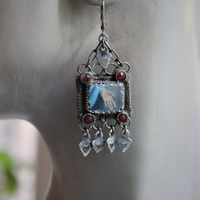 Mary's Hands Earrings with Antique Findings,Antique Holy Card images and Sterling Leverback Earring Wires