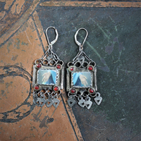 Mary's Hands Earrings with Antique Findings,Antique Holy Card images and Sterling Leverback Earring Wires