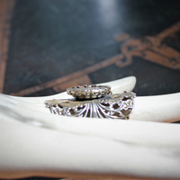 Long Vintage Filigree Ring with Antique French Sacred Heart Medal, Antique Sterling Vermeil Cross, Antique Faceted Rock Crystal Drop & Crystal Chain Tassel