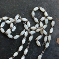 The Reparation Necklace with Beautiful French Reparations Medal,Sacred Heart Cross,Antique French Mother of Pearl Crucifixes,Antique Carved Mother of Pearl Findings