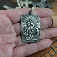 The Reparation Necklace with Beautiful French Reparations Medal,Sacred Heart Cross,Antique French Mother of Pearl Crucifixes,Antique Carved Mother of Pearl Findings