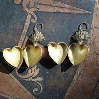 Petit Antique French Engraved Saint Anne and Mary Flaming Heart Ex Voto Locket Earrings