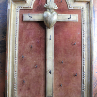 SOLD TO M Antique French Ex Voto Frame with 15 Hooks for Rosaries and/or Necklaces - includes Marian Ex Voto Locket 