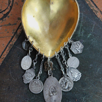 Heart of St. Therese Necklace with Antique French Medals, Antique Art Deco Faceted Crystal Drops,Antique Chain