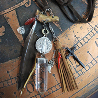 Begin Again Unisex Necklace with Rare Large Sterling Saint Benedict Medal,Sterling Capped Quartz Point,Antique Rosary Crucifix & More!