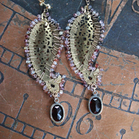 SOLD TO J One Spirit Cuff Bracelet & Earring Set w/Antique Embroidered Paisley Textile,14K GF Open Work & Gemstone Paisleys, Antique Sawtooth Set Crystals & More!