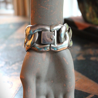 Exceptional Mid-Century Wide Sterling Taxco Articulating Link Bracelet  