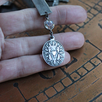 The Stigmata Necklace with Antique French Crosses,Wounds of Christ Medals,Antique Bezel Set Faceted Crystal Connectors & More!