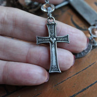 The Stigmata Necklace with Antique French Crosses,Wounds of Christ Medals,Antique Bezel Set Faceted Crystal Connectors & More!