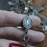 The Stigmata Necklace with Antique French Crosses,Wounds of Christ Medals,Antique Bezel Set Faceted Crystal Connectors & More!