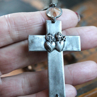 The Stigmata Necklace with Antique French Crosses,Wounds of Christ Medals,Antique Bezel Set Faceted Crystal Connectors & More!