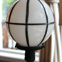 Antique Sculptural Moon Globe Lamp with Amazing Bronze Sculptural Face and Leaded Glass Moon Orb