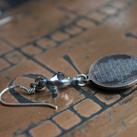 Serenity Prayer Earrings with Sterling Engraved Praying Hands Medals,Antique Faceted Rock Crystal Connectors,Sterling Earring Wires